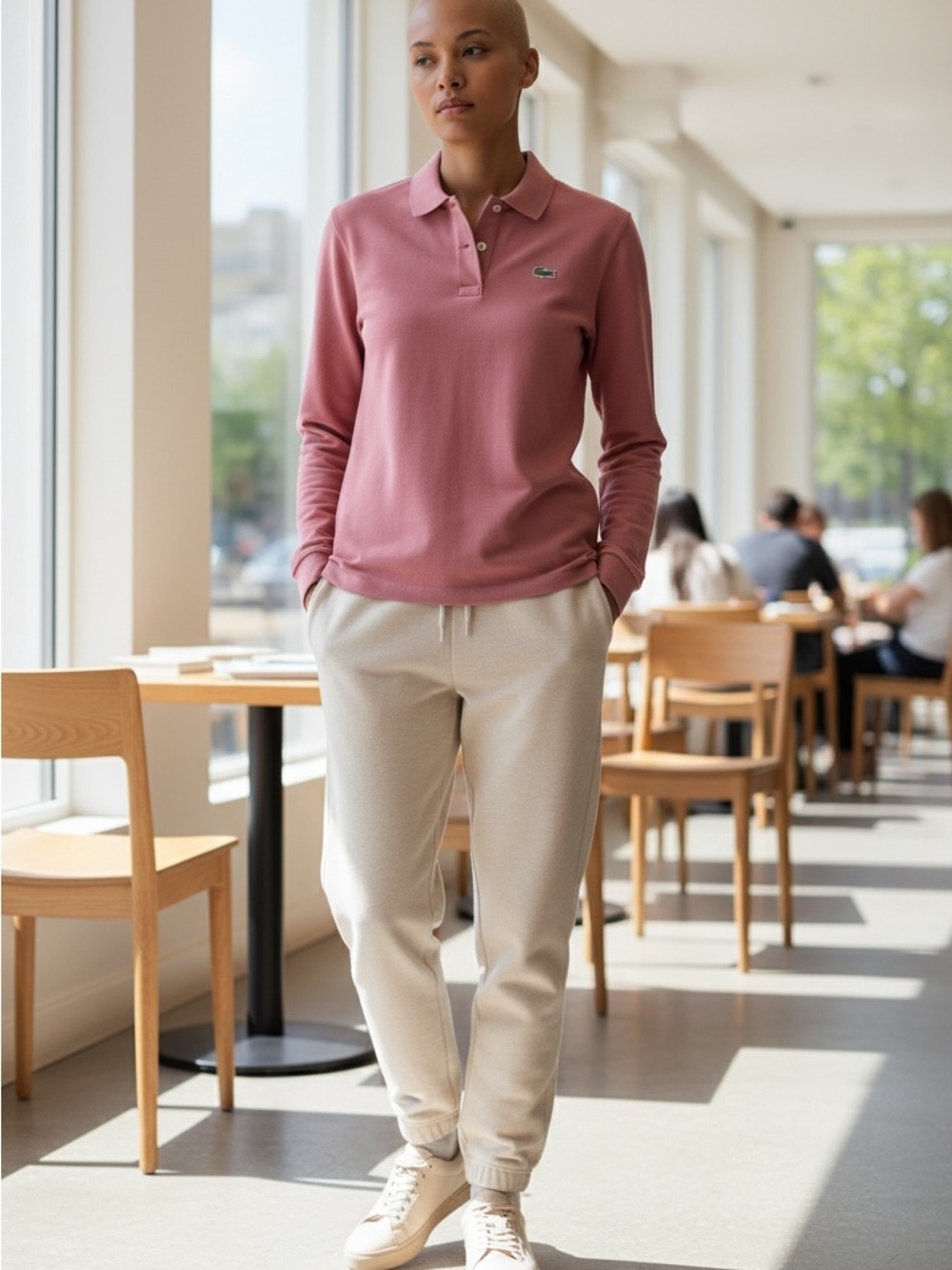 Lacoste Dusty Rose Long Sleeve Polo Shirt